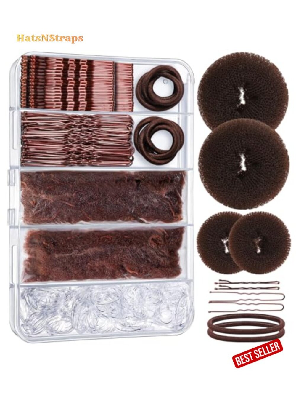 200 Pc Hair Bun Maker Kit Donut Shaper Pins Nets Ties Ballet Dance Accessories